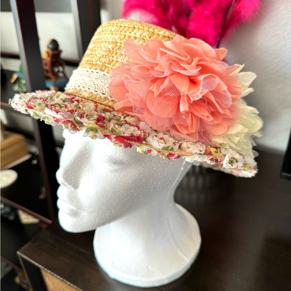Artisan Floral Straw Woven Hat